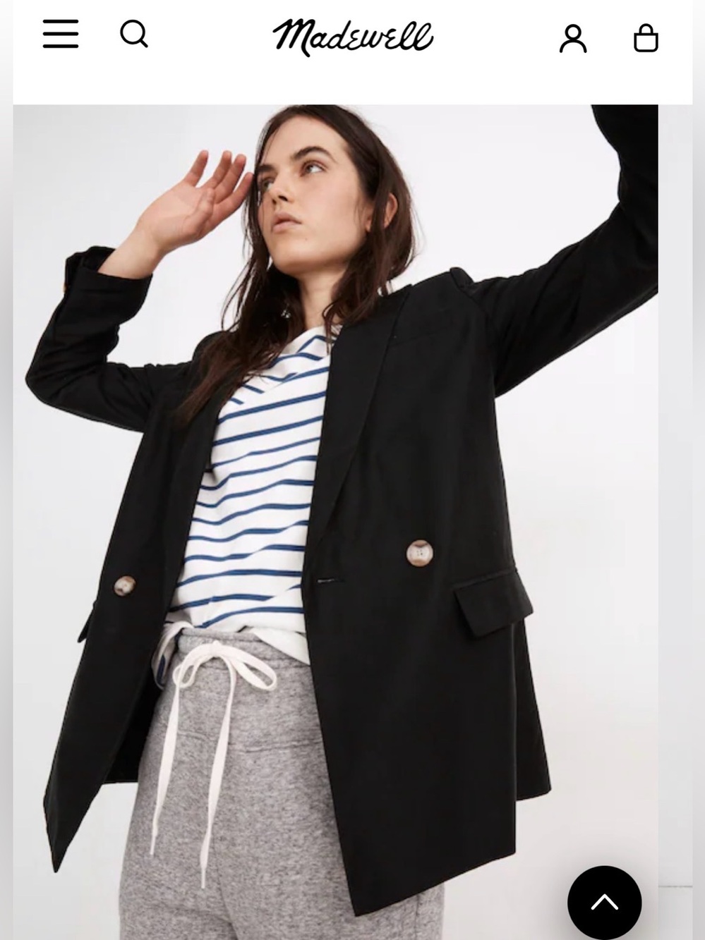 Madewell Women's Black Caldwell Double-Breasted Blazer MD254